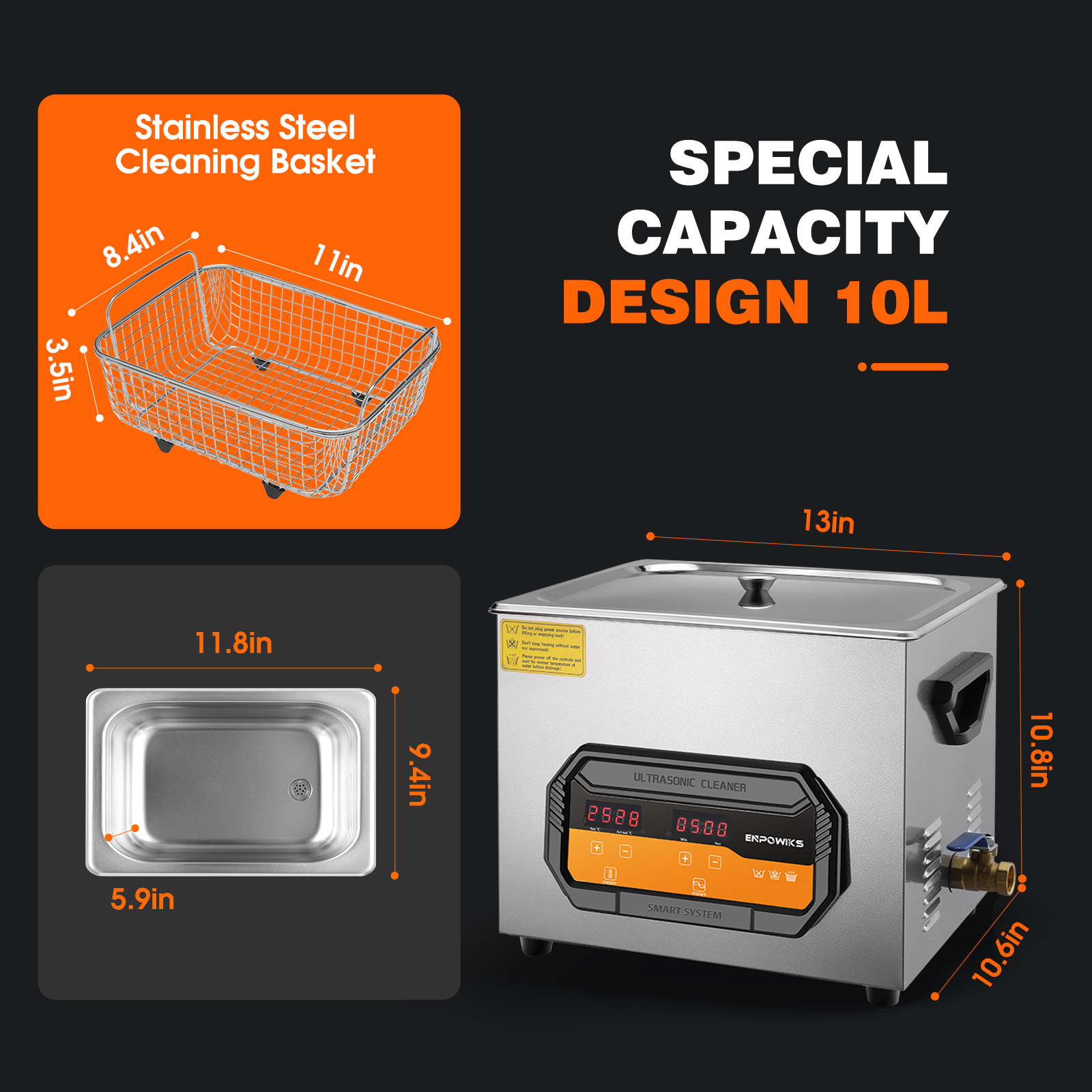DPF Digital Ultrasonic Cleaner 10L 240W For Industrial Medical