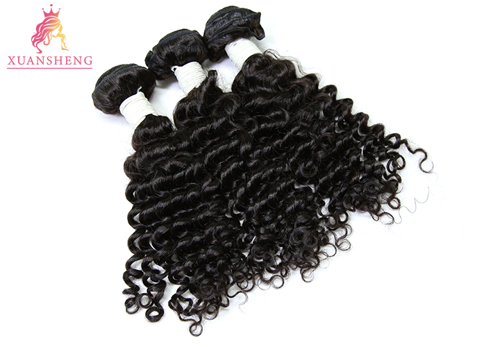 Black Peruvian Human Hair Bundles Deep Wave Double Drawn Free Style