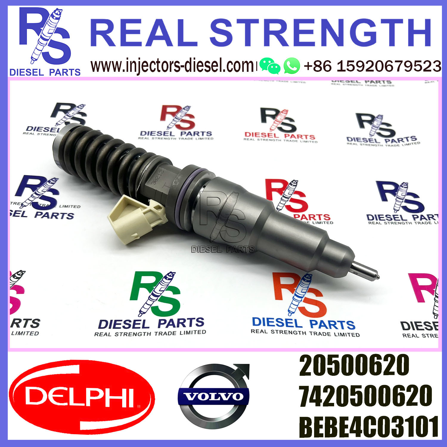 DELPHI 2pin injector 20500620 7420500620 BEBE4C03101 Diesel pump Injector V-O-L-V BEBE4C03101 E1 for V-O-L-V 9.0 LITRE TRUC