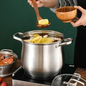 Quality Hot Sale Stainless Steel 18/8 Drum Soup Pot Cooking Pot Soup &amp; Stock Pots With Glass Lid wholesale