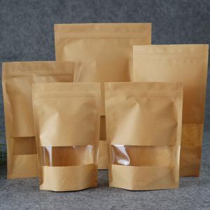 Quality KRAFT PAPER BAG WHOLESALE Kraft standing zipper bag transparent window wholesale