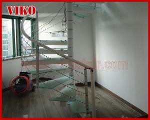 Quality Spiral StaircaseVH40S Aluminum Spiral Stainless Steel Stair Tread Glass Curved Glass Handrail 304 Stainless Steel wholesale
