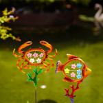 Crab / Coral Metal Garden Ornaments Colorful Metal Flower Decor