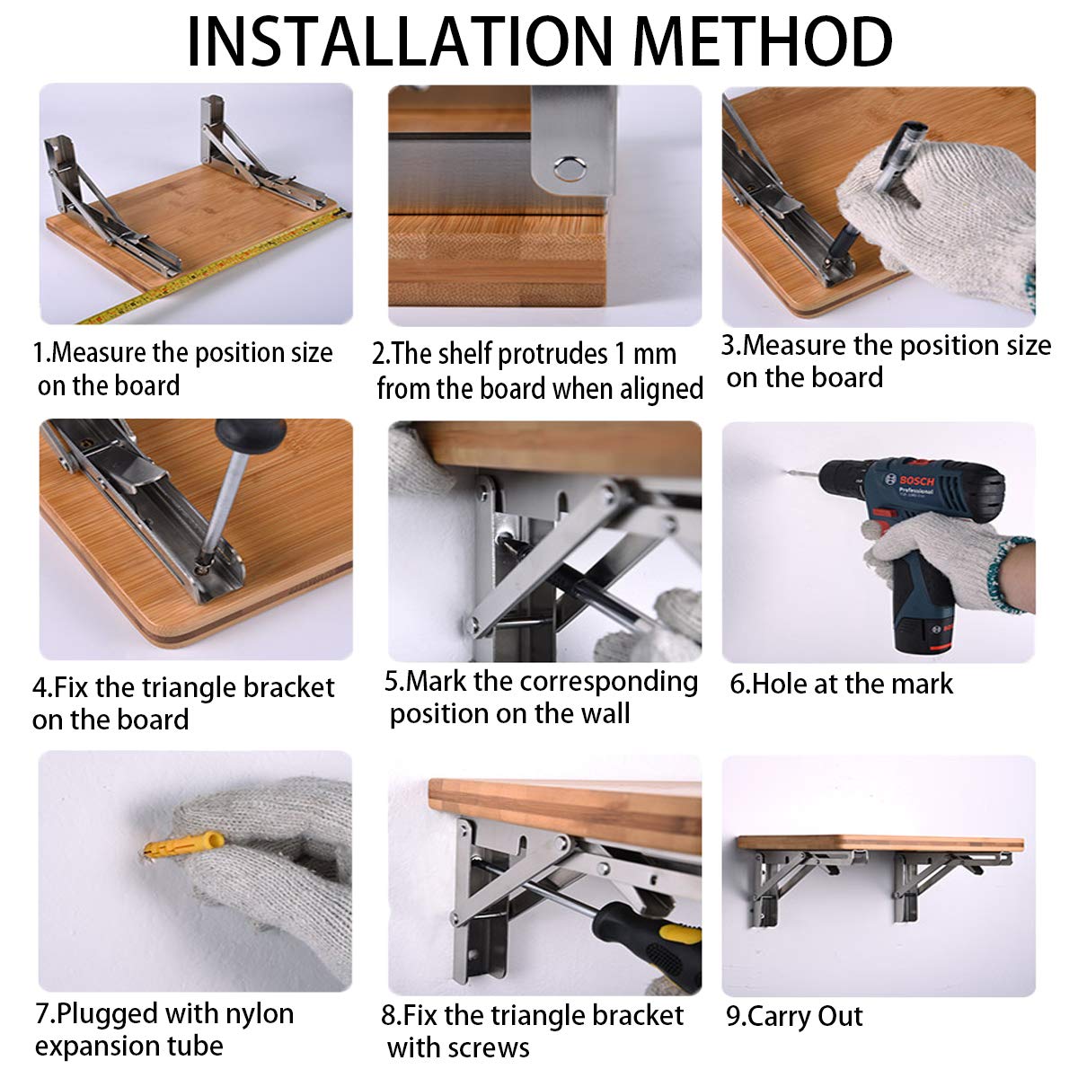 Nonstandard Stainless Steel L Angle Bracket 90 Degree Folding Shelf Bracket for Table