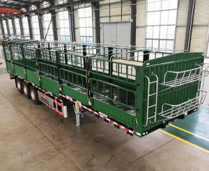 Quality 30-100 Tons 4 Axles Heavy Duty Semi Trailers Cargo Livestock Sugar Cane Stake Fence 13m wholesale
