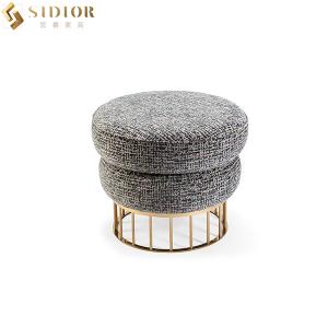 Quality Eco Friendly Modern Foot Rest Stool Round Fabric Ottoman Stools ODM wholesale