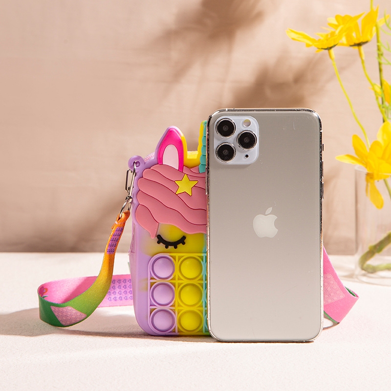 Baby Silicone Products Toy Girls Girls Bag MHC Hot Sellers Unicorn Stress Relief Silicone Bag Popular Fingertip Wallet