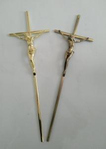 Quality Catholic Decoration Zamak Material Copper Cross Funeral Hardware 56.7*15.8 Cm ZD045 wholesale