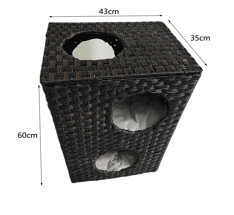 Cute Natural Modern Cat Furniture Pet House Bed Wicker Rattan Pat Cave Bed Condo House