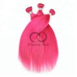 Pink Straight Remy Human Hair Bundles Sew In Weave Bundles Brazilian Bundle