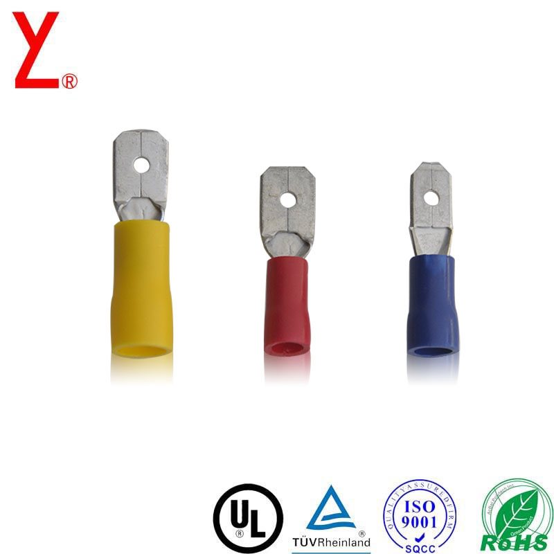 PVC Insulation Blue Fork Terminals 19A Fork Crimp Connectors Electrolytic Copper Tin Plated