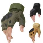 Flexible Fingerless Tactical Combat Gloves Debossed Polyurethane