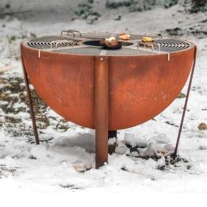 Quality Large Semi Sphere Corten Steel Fire Bowl Camping Plancha Grill wholesale
