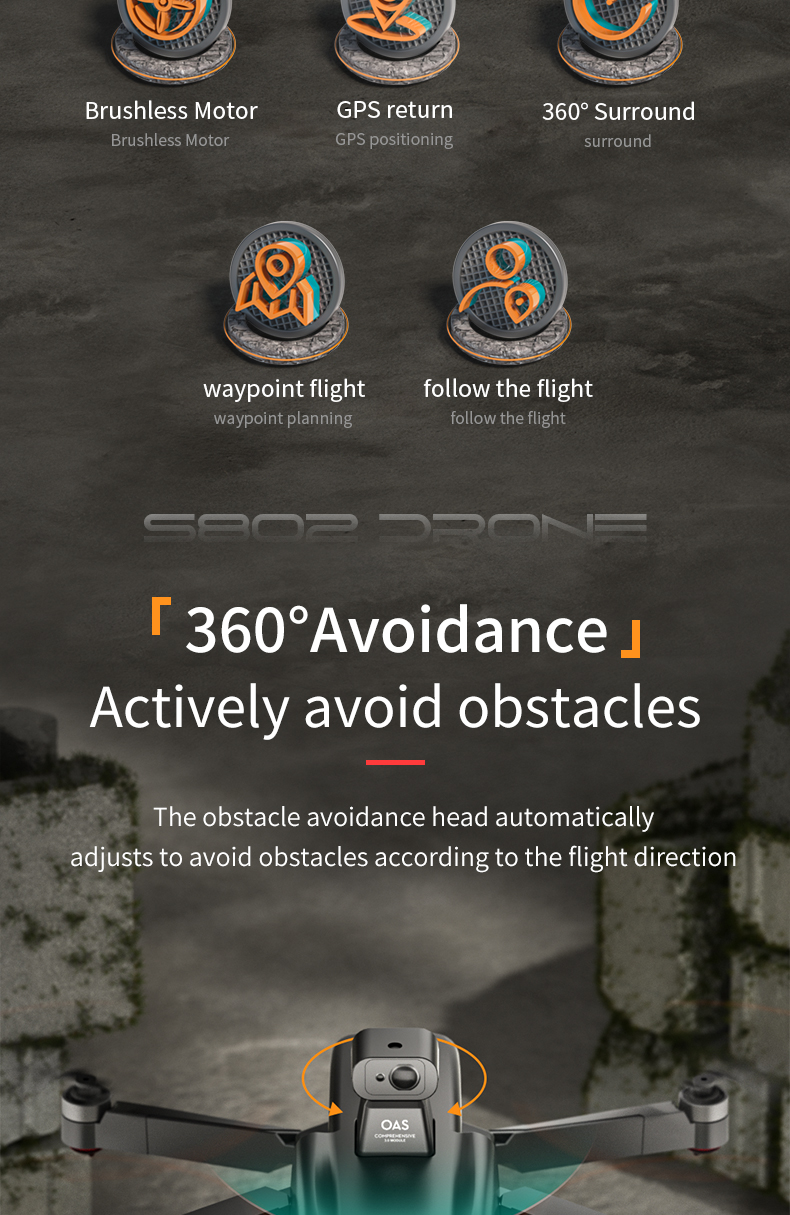 S808 Drone 360 Obstacle Avoidance Brushless Three-axis Eis Anti-shaking Ptz 8k Ultra-clear Aerial Photography Gps Rc Aircraft