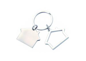 Quality Small House Shape Key Chain Laser Engraving Silver Car Holder Souvenir wholesale