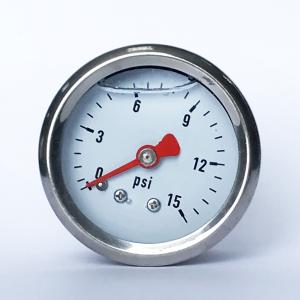 Quality 304 Ss Pressure Gauge 40mm 15 Psi Glycerine Filled Manometer 1/4 NPT wholesale