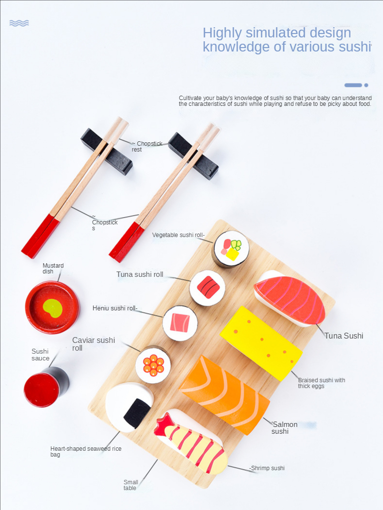 Simulation Wooden Miniature Kitchen Set Sushi Early Education Enlightenment