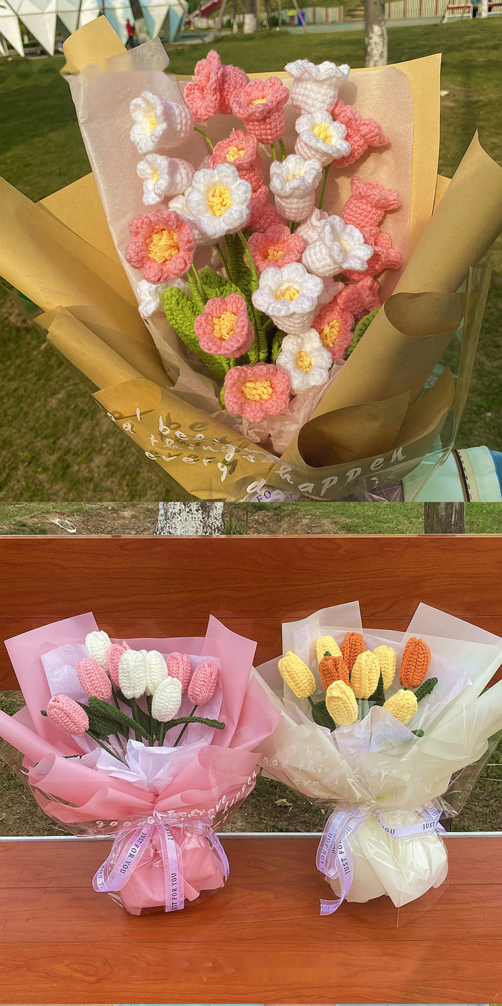 30cm Handmade Elegant Knitted Sunflower Daisy Pouch for Table Decoration Special Occasions