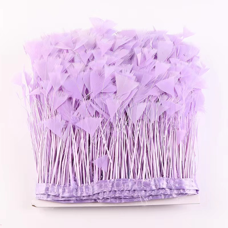 4-6 inch Goose Feather Fringe Trim with Satin Ribbon Tapes Ideal and Quick Shipping