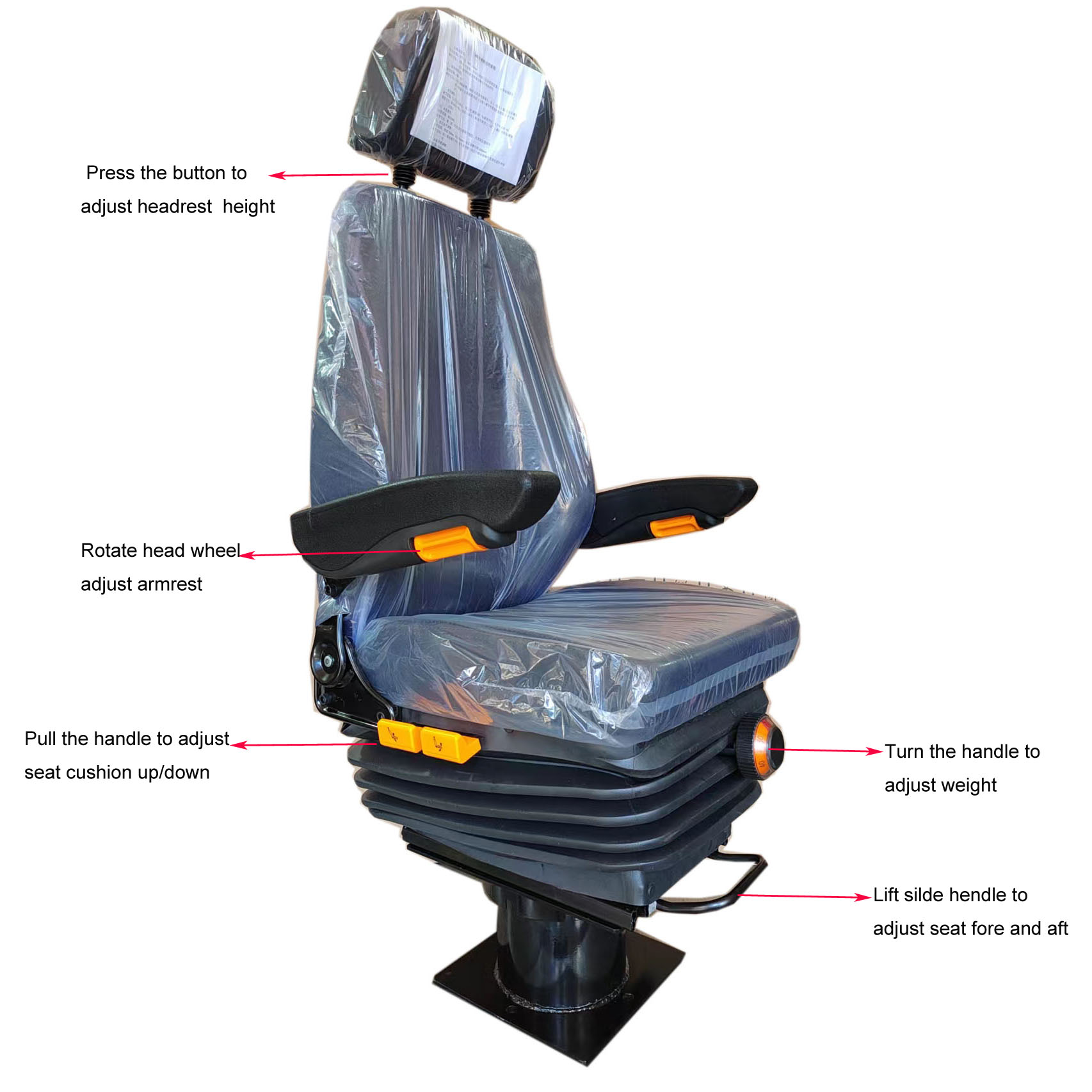 360 Swivel Crane Seats Train Locomotive Seat Air Suspension Seat