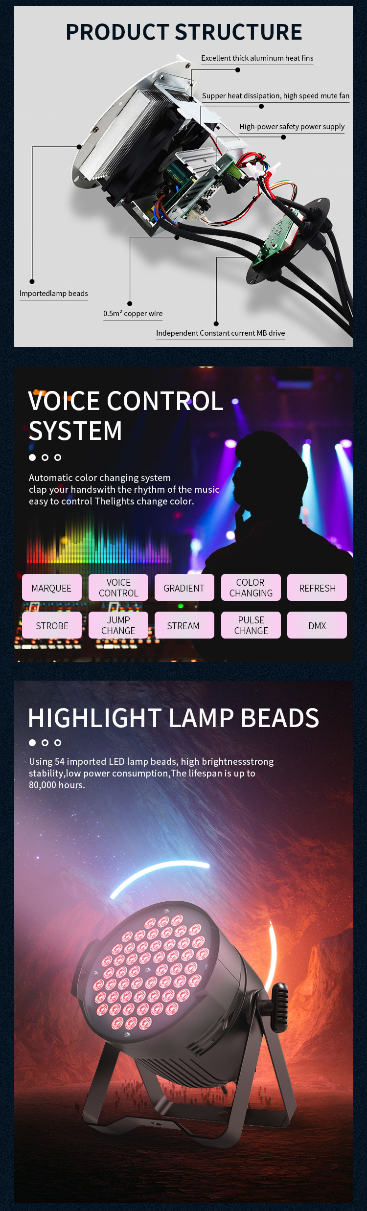 Lights Stage Light Par Light For Disco Bar Party Birthday Wedding 54x3w RGBW DMX512 Dj