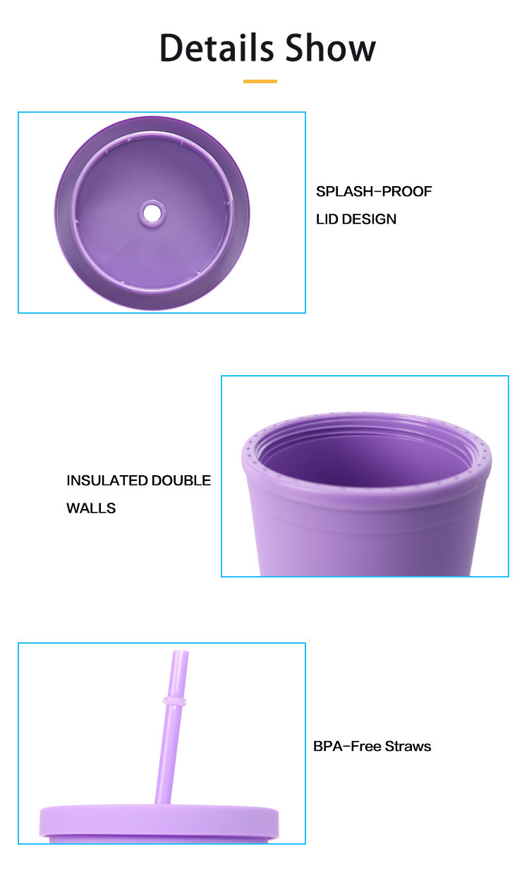 Lightweight Candy Color Skinny 22 Oz Plastic Tumbler Clear Double Wall Acrylic Tumblers With Straw 450/700ml Large Capacity Leak Proof Design