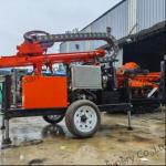 200m Dth Mud Drilling Trailer Mounted Water Well Drilling Rig With 45kw Diesel