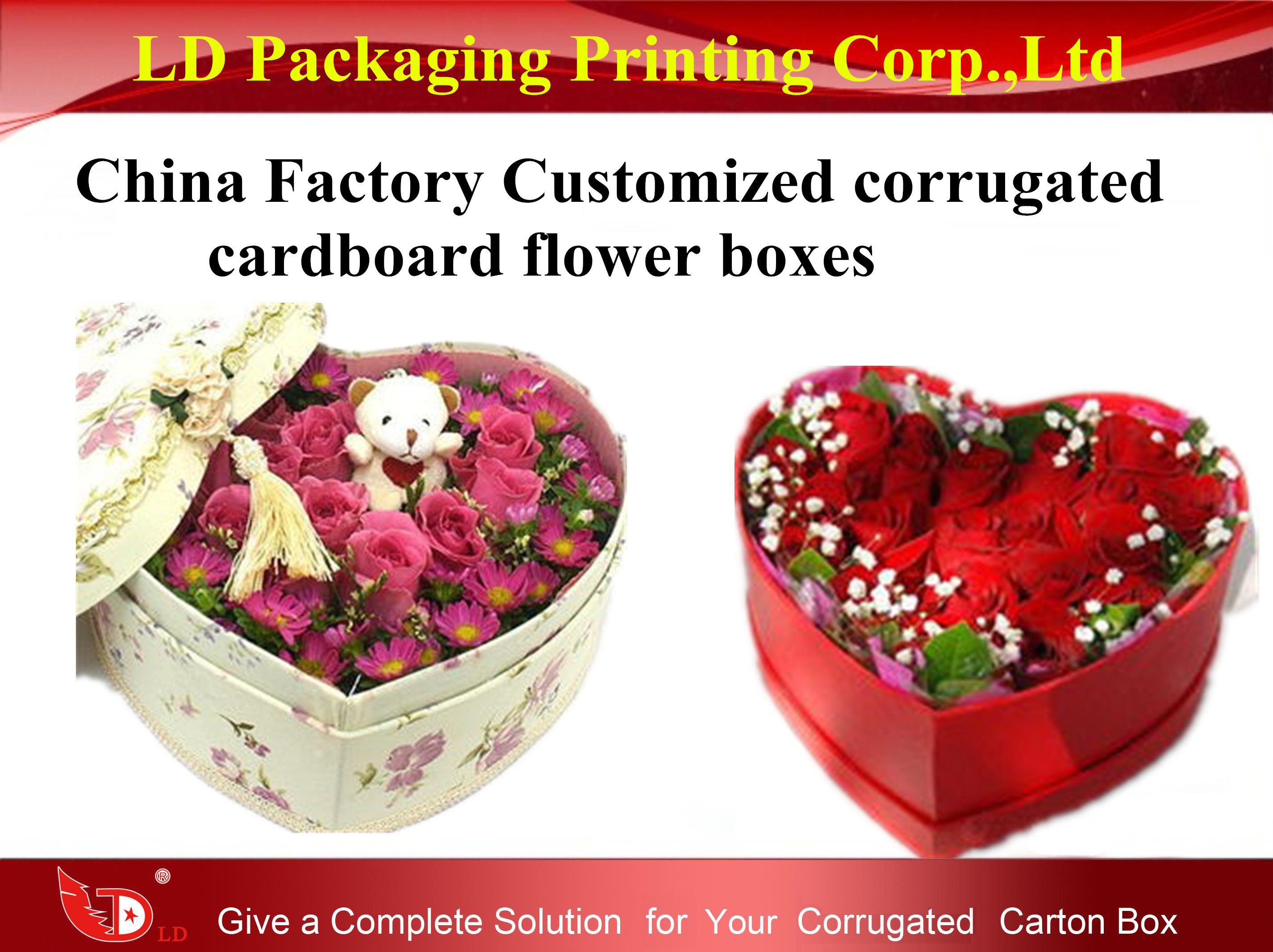 China Factory Customized Corrugated Cardboard Flower Boxes