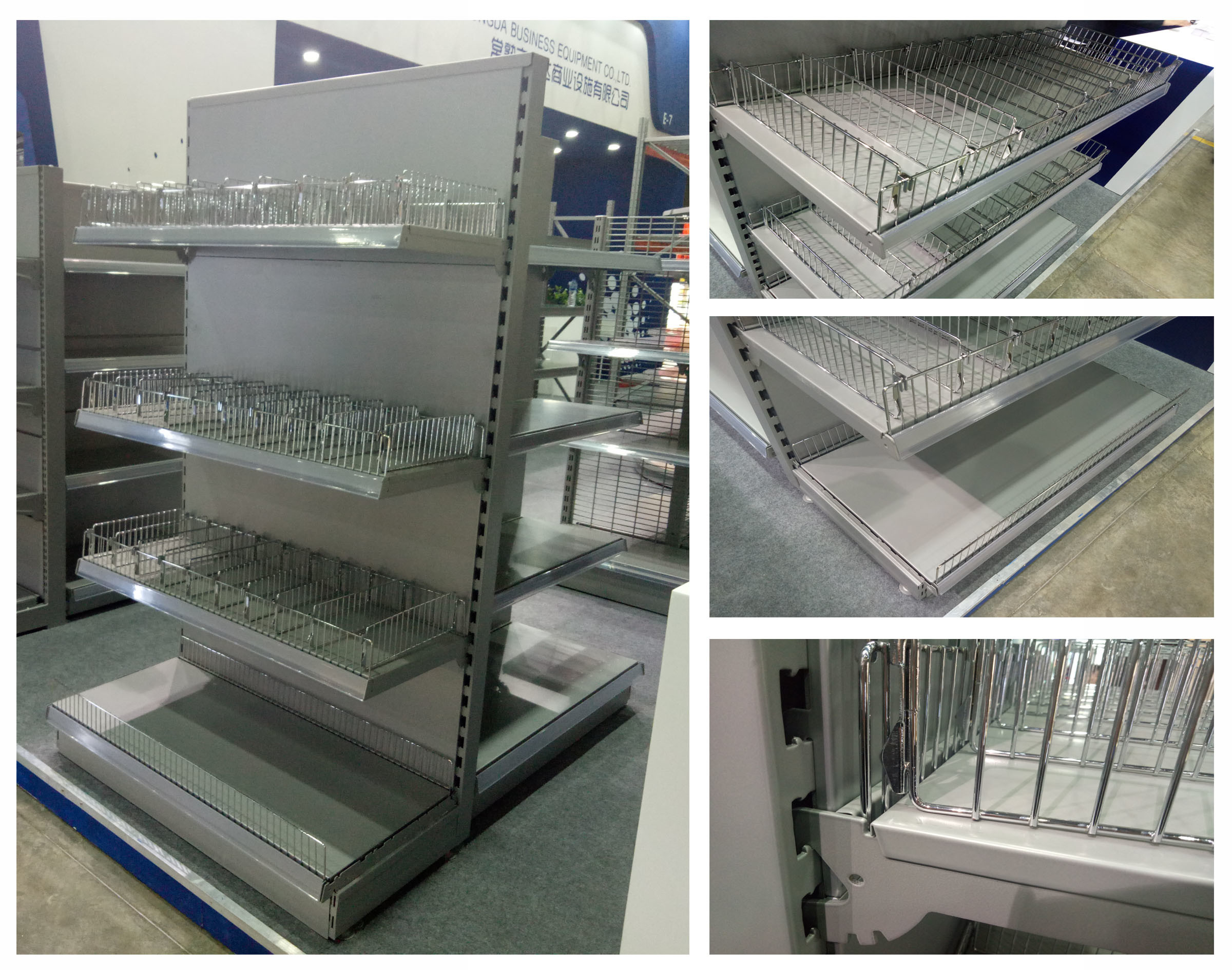 Adjustable Supermarket Display Shelving Heavy Duty Type Color Optional