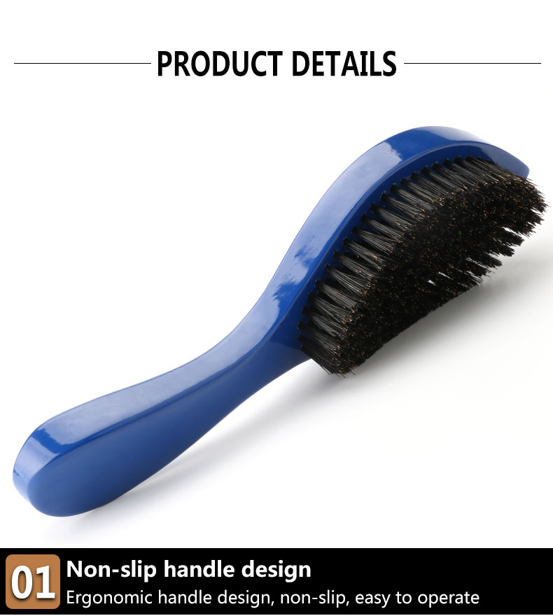 Long Handle Curved Boar Bristle Brush Hair Care Wash And Style Wave Brush