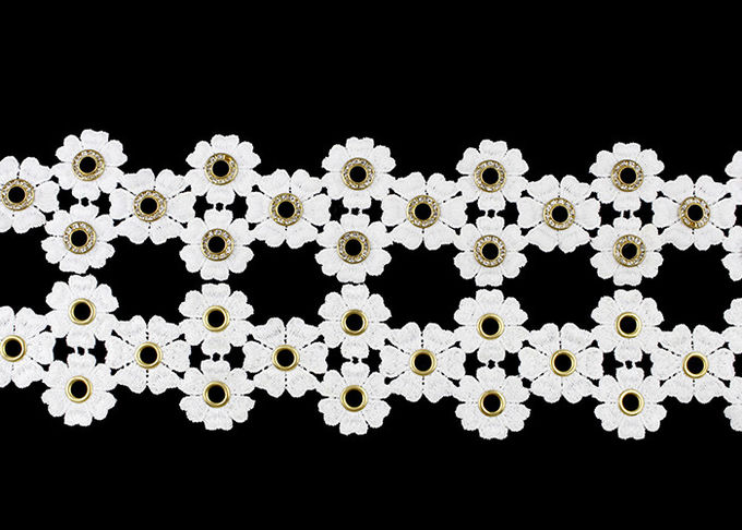 Glitter Inlay Crystal Diamond Nickle Eyelet Lace Trim Embroidered Customized