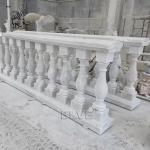 House White Marble Roman Pillar Design Handrail Baluster Stone Balcony Railing