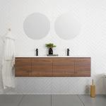 Modern Bath Waterproof Wooden Wall Mounted Bathroom Vanity Double Sink Cabinets