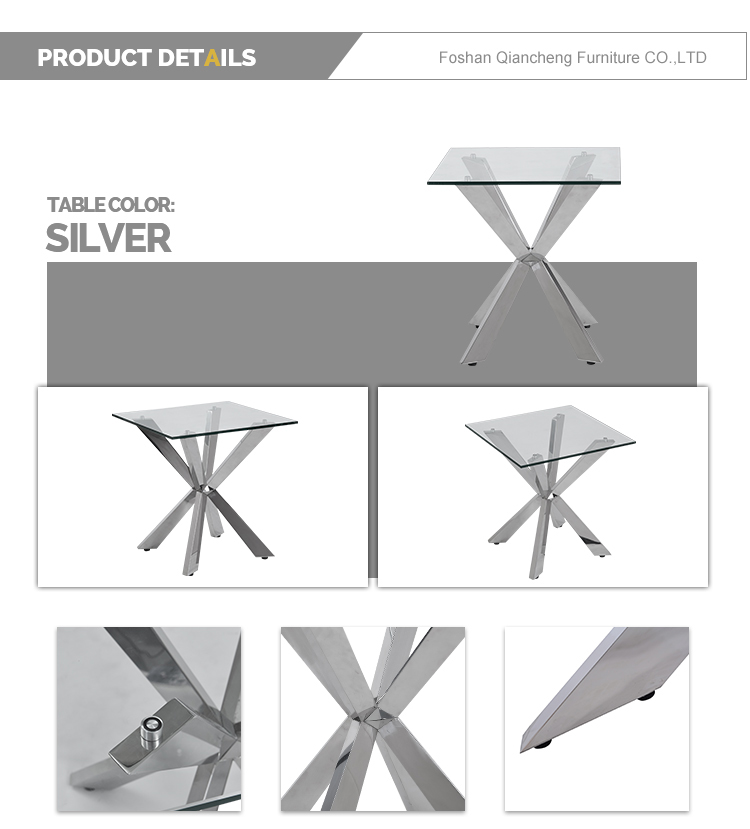5 15mm Stainless Steel Side Tables For Living Room 35kg Modern glass top