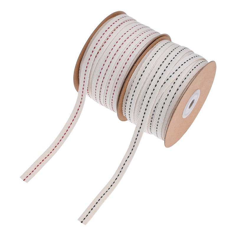 10mm*50y Cotton Stitched Edge Ribbon ISO9001 Custom Cotton Ribbon