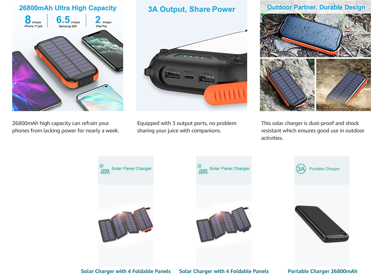 Dynamo Waterproof Portable Solar Charger / Power Bank 26800mAh UN38.3