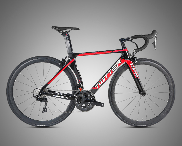 White 22 Speed Carbon Fiber Road Bike , Road Racing Bicycle Complete Groupset