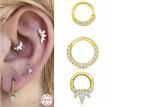 14G 16G 14k Gold Clicker Piercing For Nose Septum 6mm 10mm Size