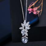 Pearl Jewelry SetBridal Wedding Jewelry Sets For Women Green Crystal Silver