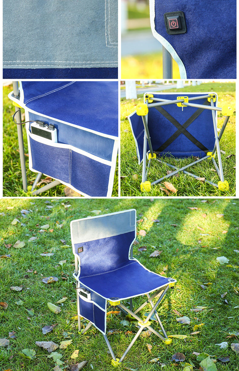 45cm Heated Folding Camp Chair Hunting And Fishing Camping 150kg