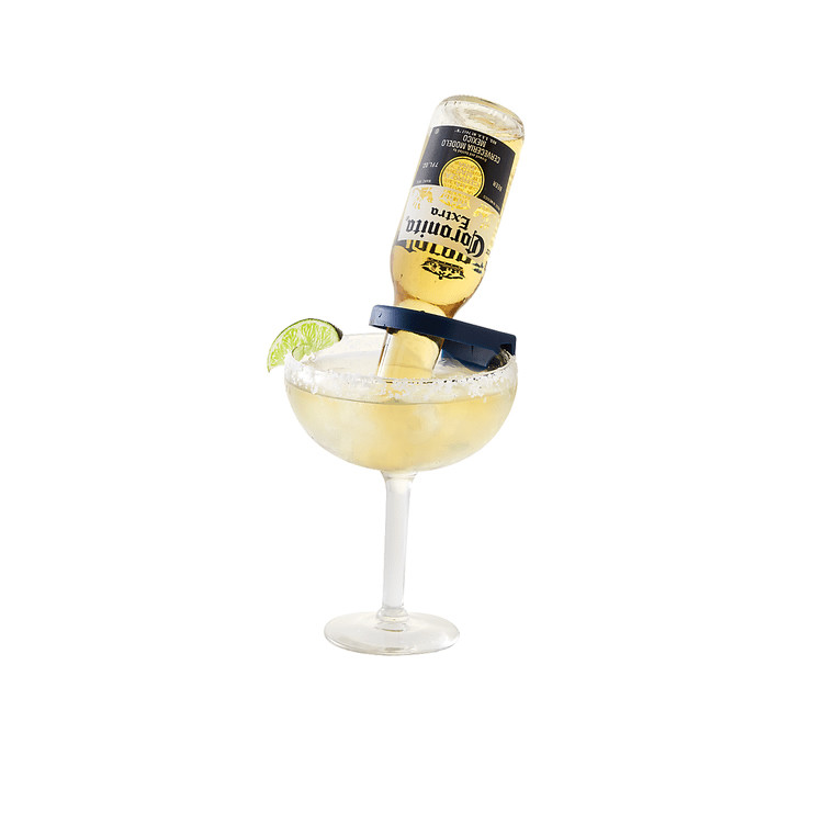 LFGB Branded Wine Accessories Blue CoronaRita Beer Bottle Holder Clip For Schooner Glass