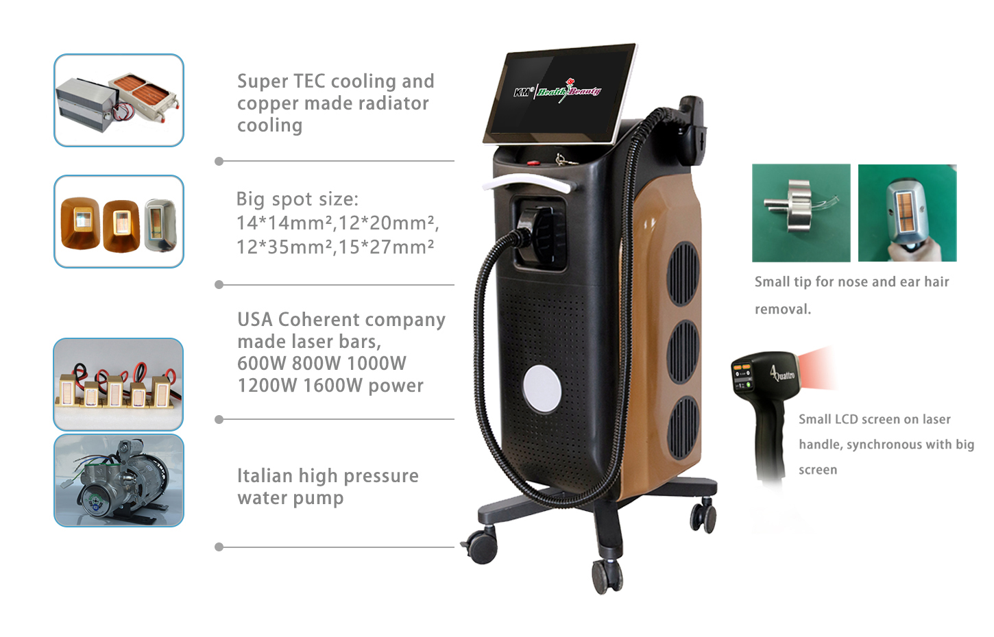 USB Update 808nm 755nm 1064nm 940nm Diode Laser Titanium for Permanent Hair Removal