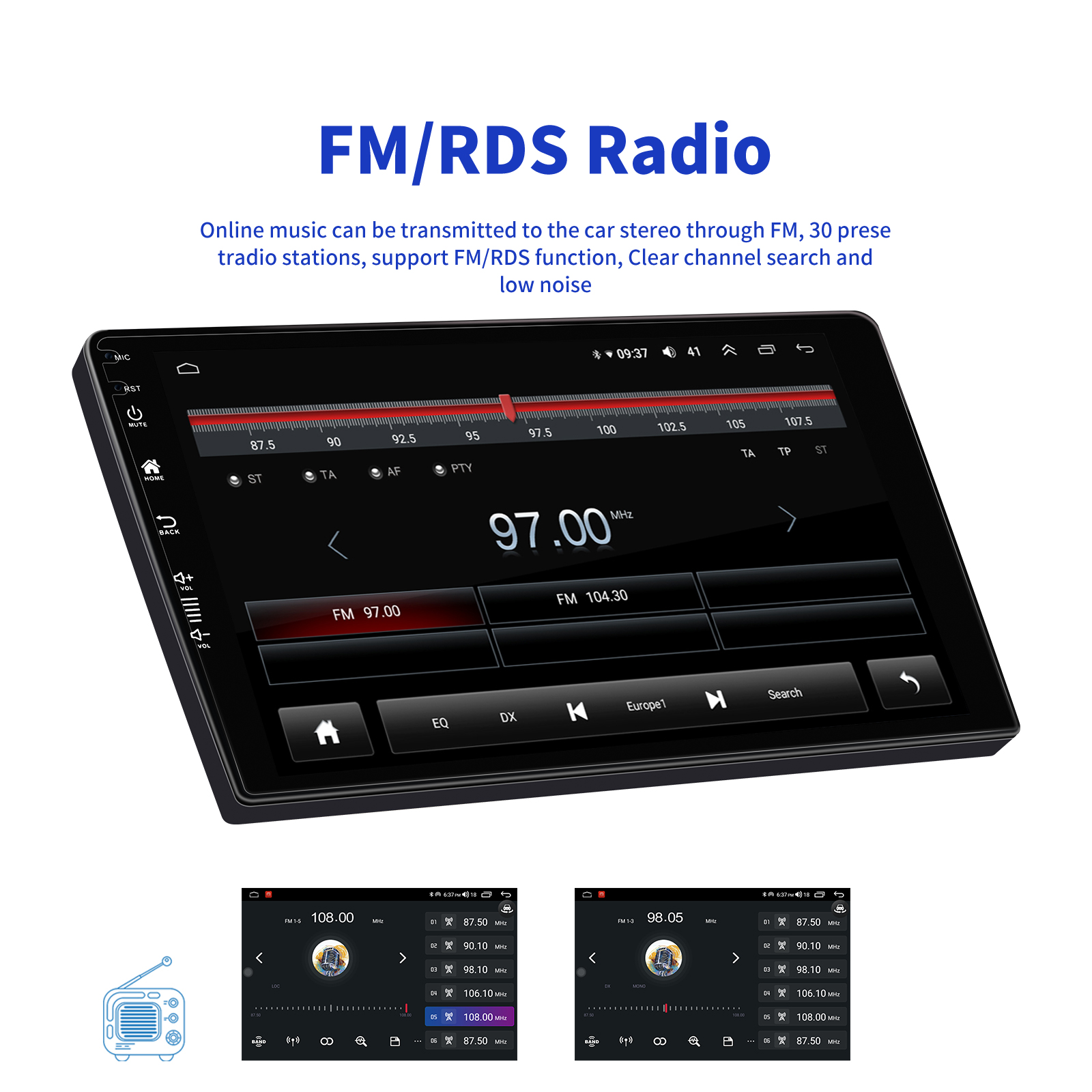 9" Touch Screen Android 12 Car Multimedia Player with GPS Navigation Multi Language