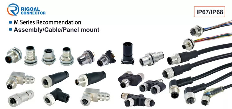 Rigoal M12 to M8 Male Female Waterproof Connector IP67 IP68 3-17 Pin