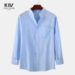 Advantageous Breathable Material Men's Orange Cotton Linen Shirt for Warm