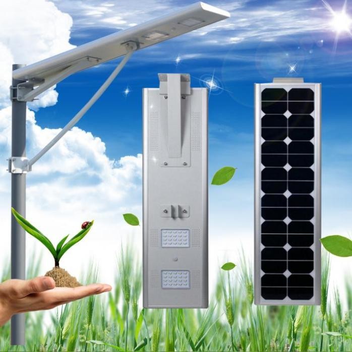 30 Watt All In One LED Solar Street Light Light Grey / Black Case SMD3030 Chip
