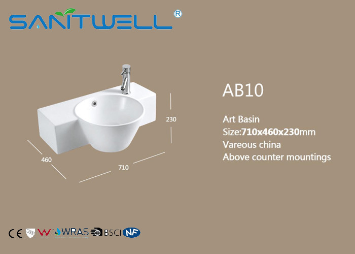 AB10 Wash Basin White Color Round Counter Top Ceramic Art Basins Vanity Bowl Bathroom