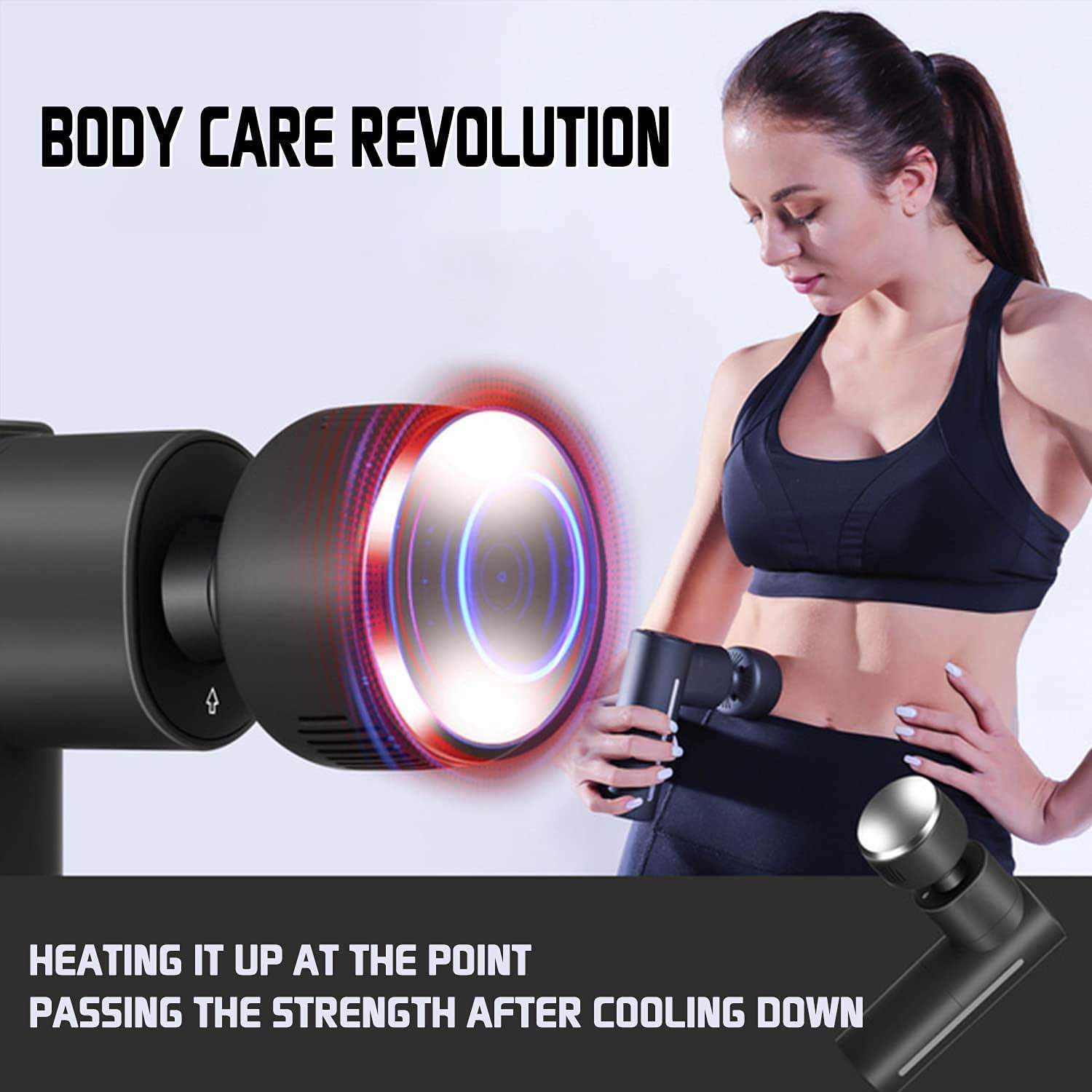 3000rpm Hot Cold Handheld Vibrating Muscle Gun Lightweight With Heating Head