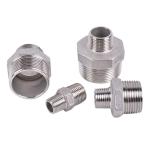 Male Hexagonal Nipple Fitting Silver Sanitary Stainless Steel 201 304 316 Thread