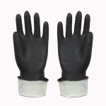 Black Safety Waterproof Rubber Work Gloves , Industrial Latex Gloves Tear